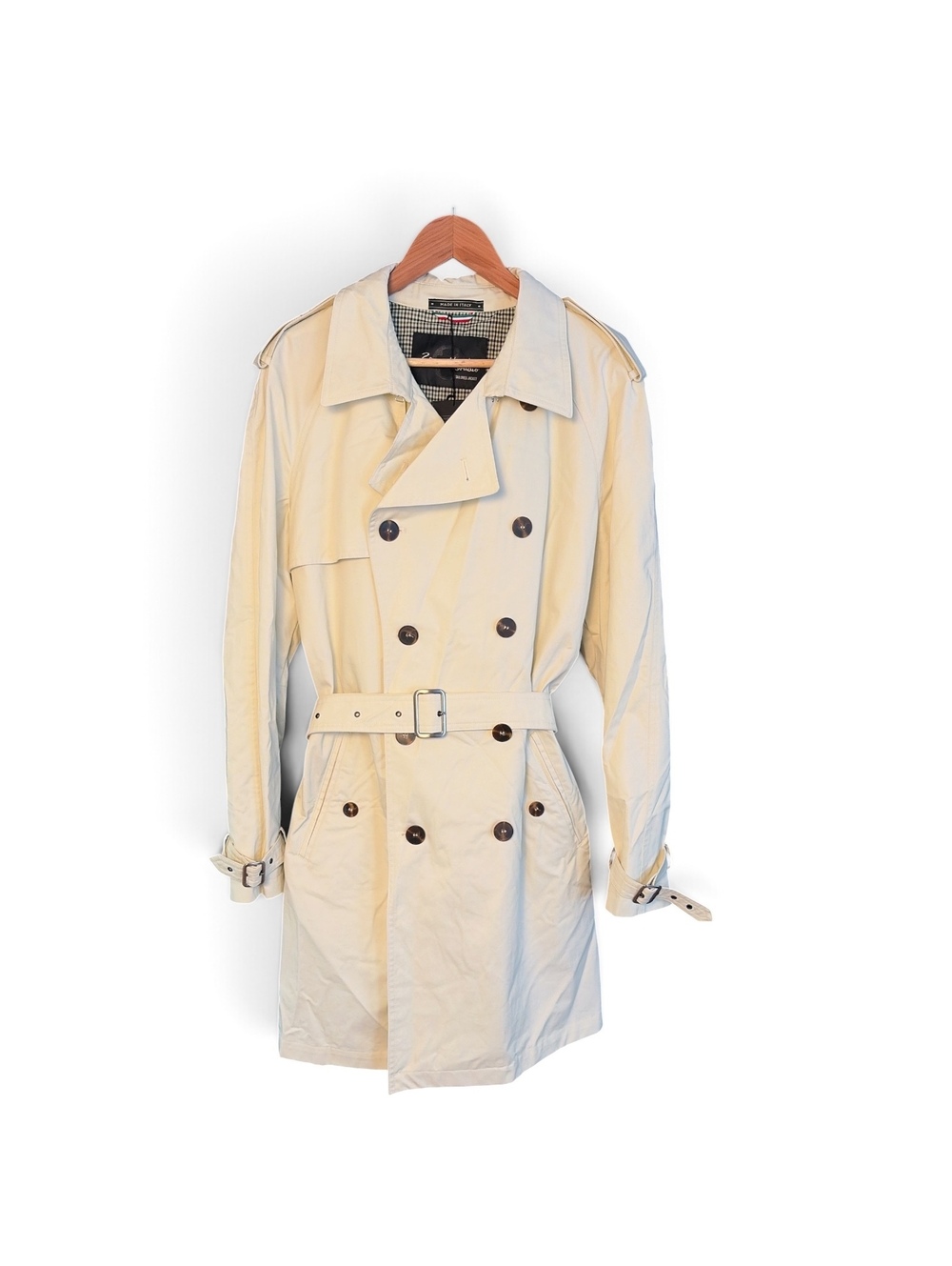 NWT Zerosettanta Studio Impermeabile Havana Trench Coat Off White 54 IT Large US